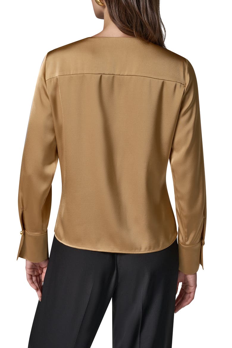 Faux Wrap Long Sleeve Top, Alternate, color, GOLD