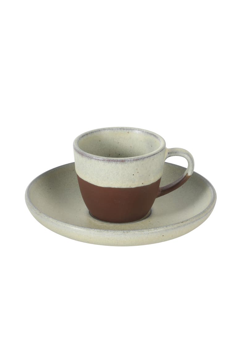 William Crest 8 Piece Espresso Stoneware Cup and Saucer Set, Alternate, color, Sage Green