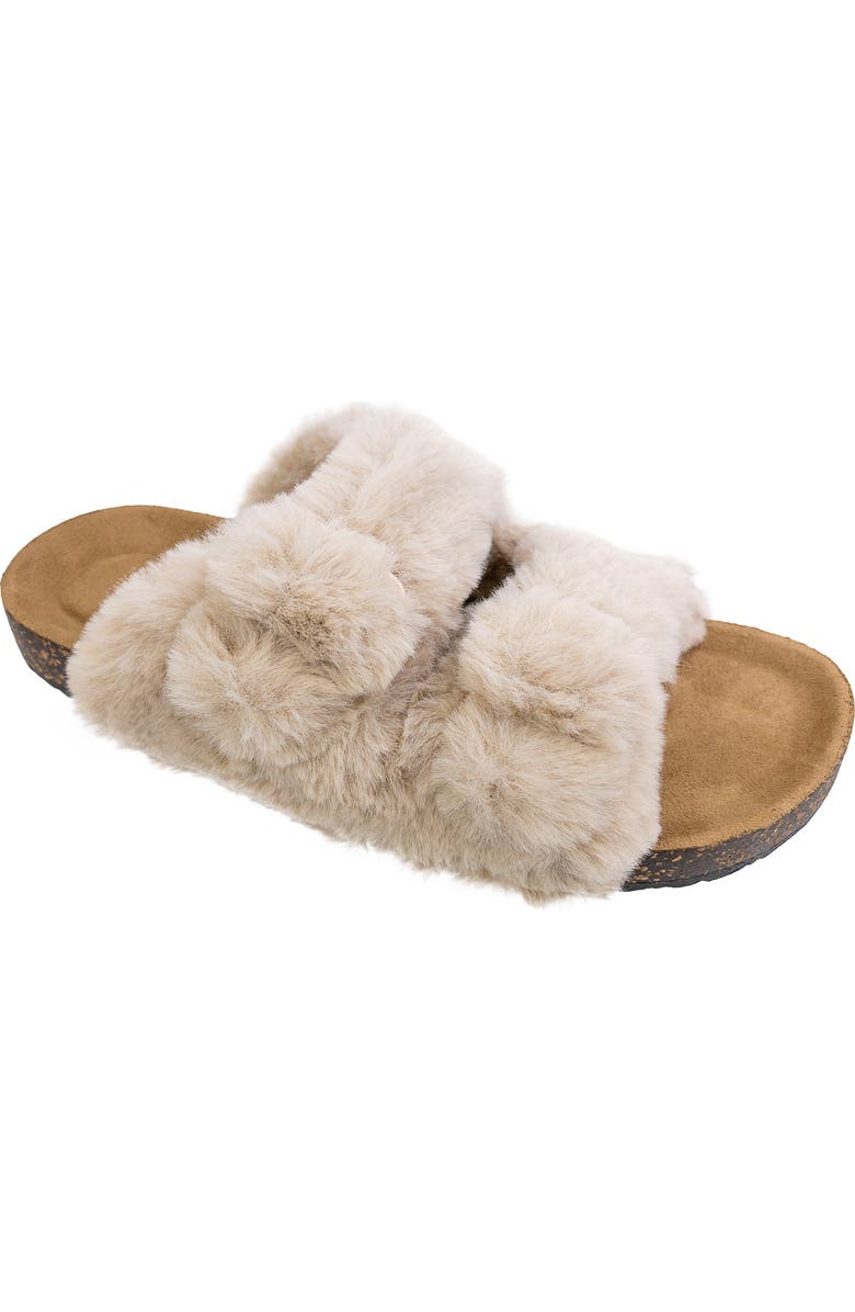 Chinese Laundry Flex Faux Fur Slide Sandal, Main, color, Tan-Beige