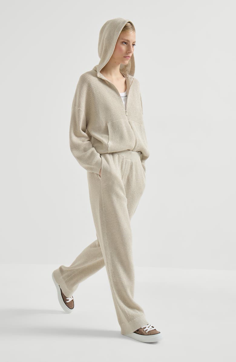 Brunello Cucinelli Sparkling net trousers, Alternate, color, Oat