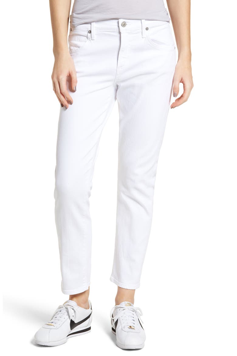 Elsa Crop Slim Jeans, Main, color, OPTIC WHITE