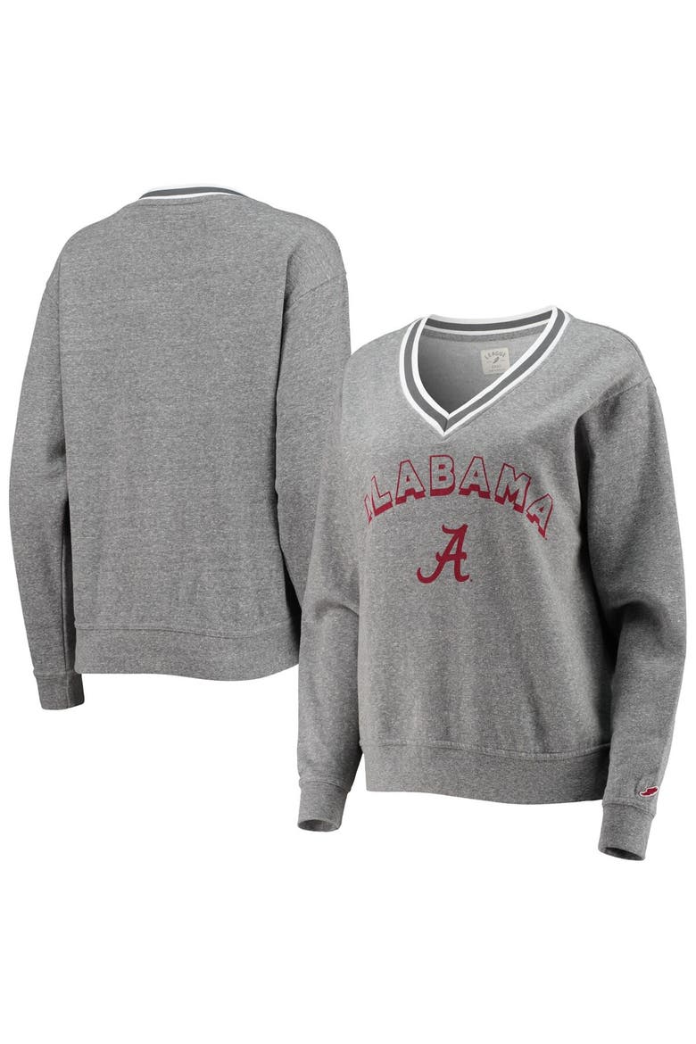 Women's League Collegiate Wear Heathered Gray Alabama Crimson Tide Victory Springs Tri-Blend V-Neck Pullover Sweatshirt, Main, color, Heather Gray