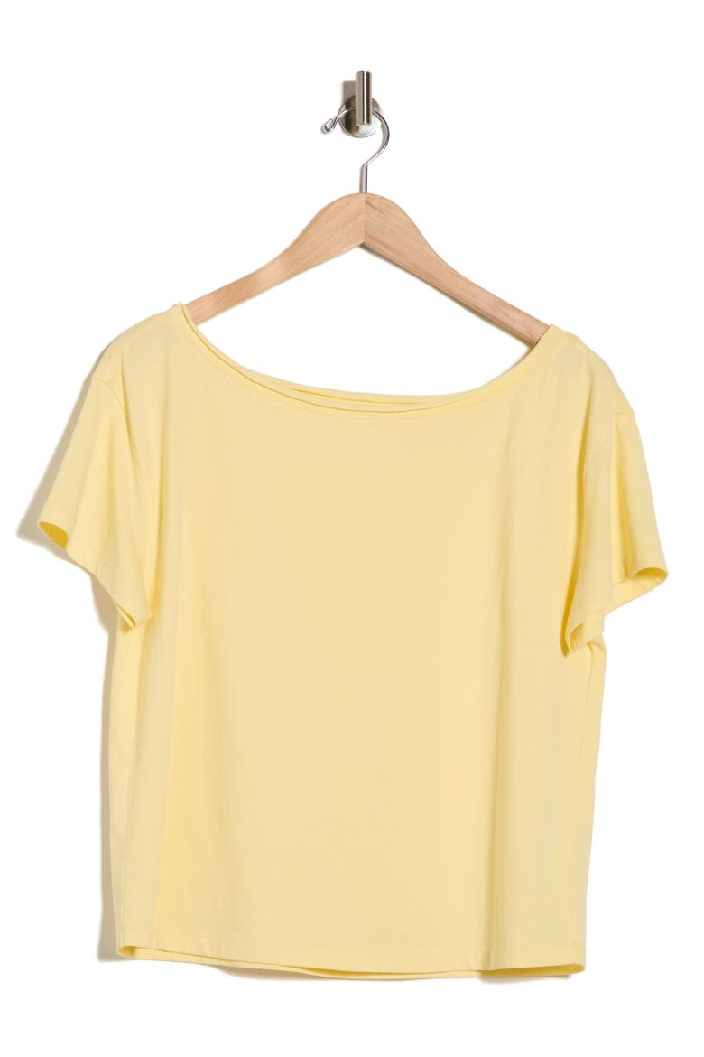 Slashed Neck Relaxed Short Sleeve T-Shirt, Alternate, color, YELLOW BEGONIA