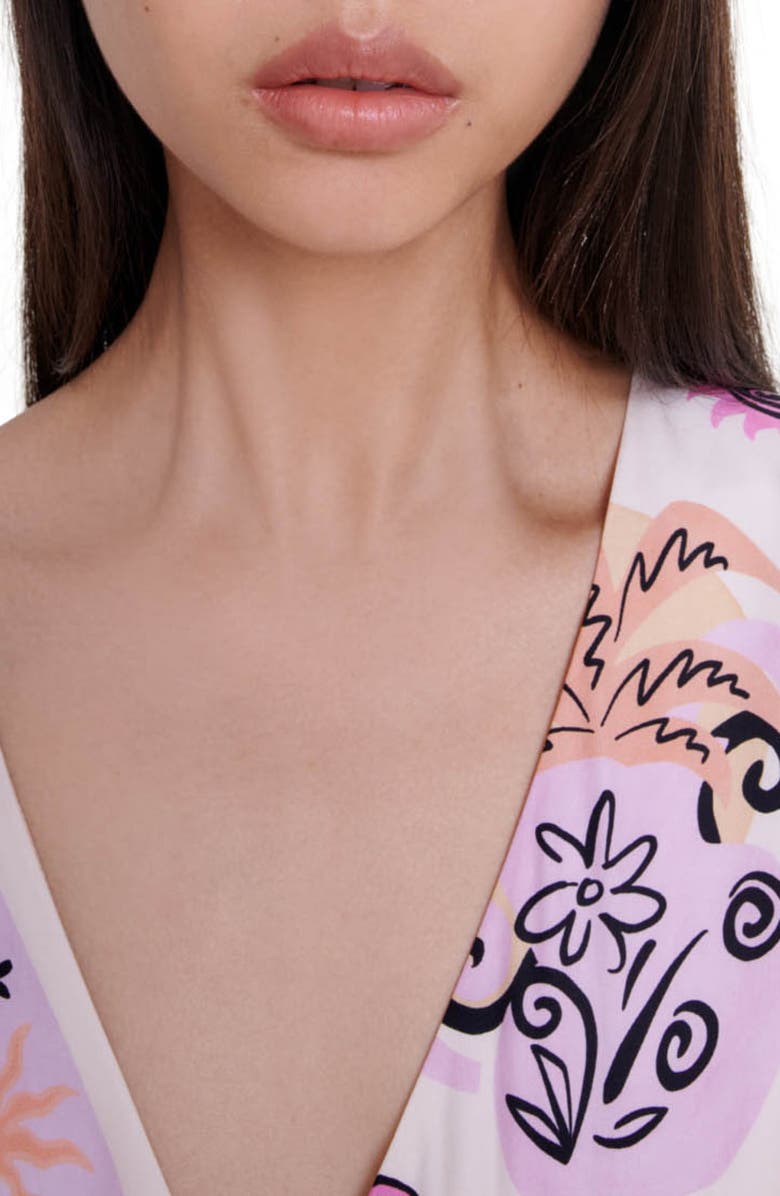 maje Rillosio Sleeveless Cutout Silk Maxi Dress, Alternate, color,