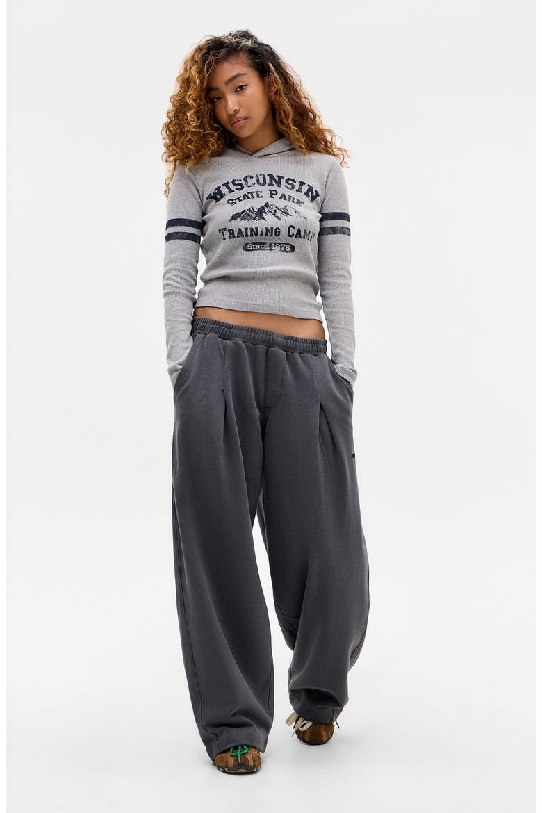 Bobbi Pleated Cotton Pants, Alternate, color, CHARCOAL