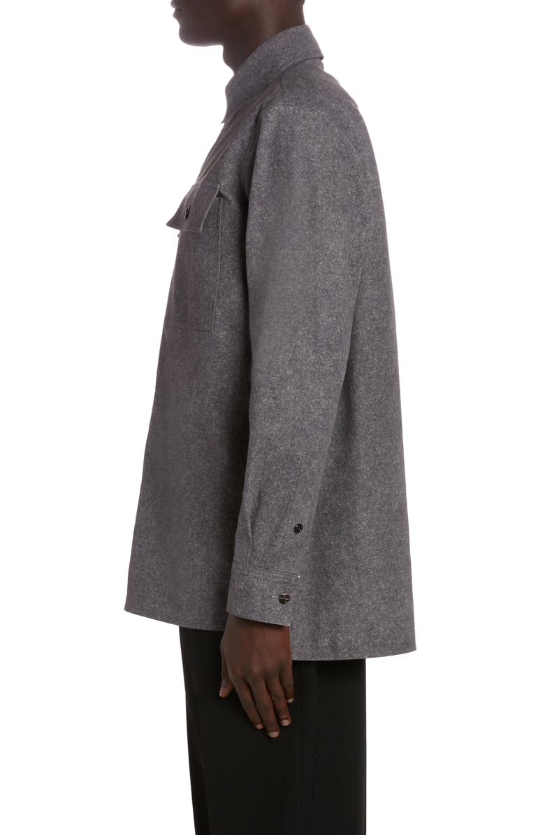 Bottega Veneta Flannel Print Lambskin Leather Shirt Jacket, Alternate, color, 1307 Charcoal Melange