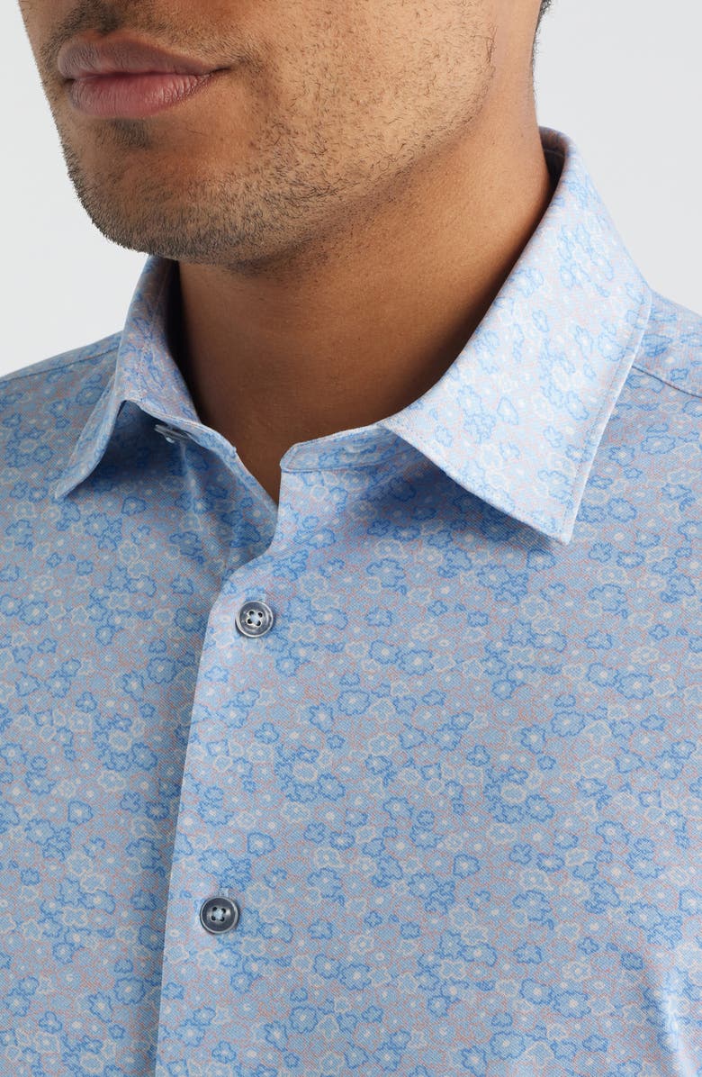 Bugatchi James OoohCotton<sup>®</sup> Abstract Floral Print Button-Up Shirt, Alternate, color, Air Blue