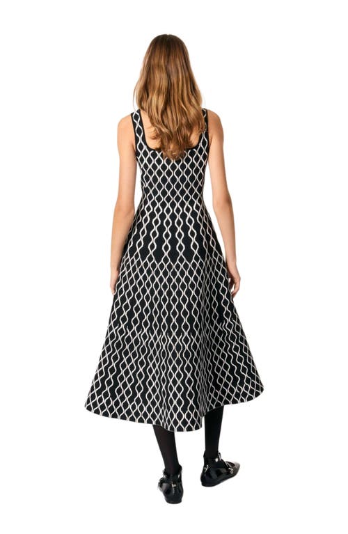 Maje Jacquard Knit Midi Dress In Black/white