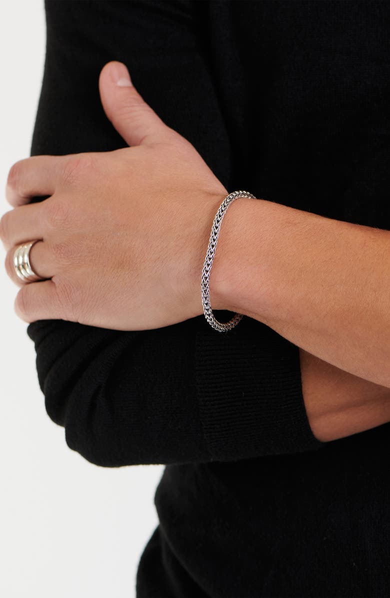 DEVATA Gender Inclusive Sterling Silver Dragon Bone Round 4mm Chain Bracelet, Alternate, color, 