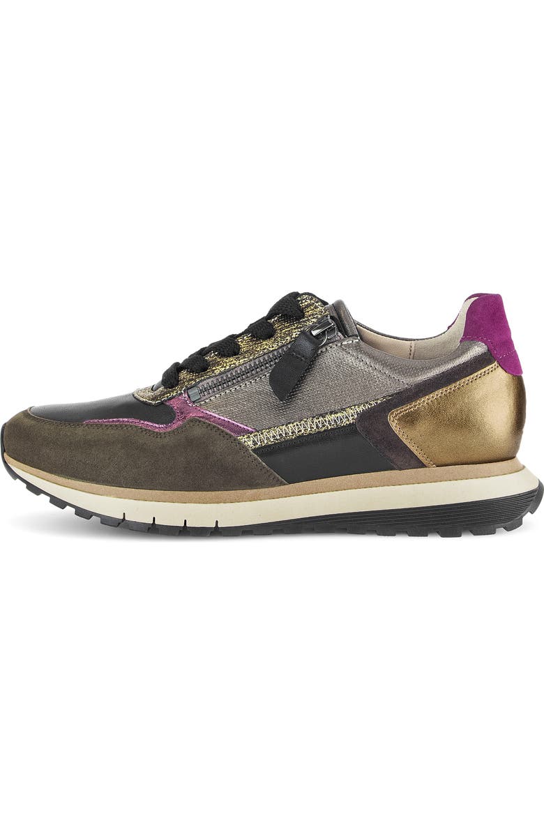 Gabor Leather Zip Sneaker, Alternate, color, Gold