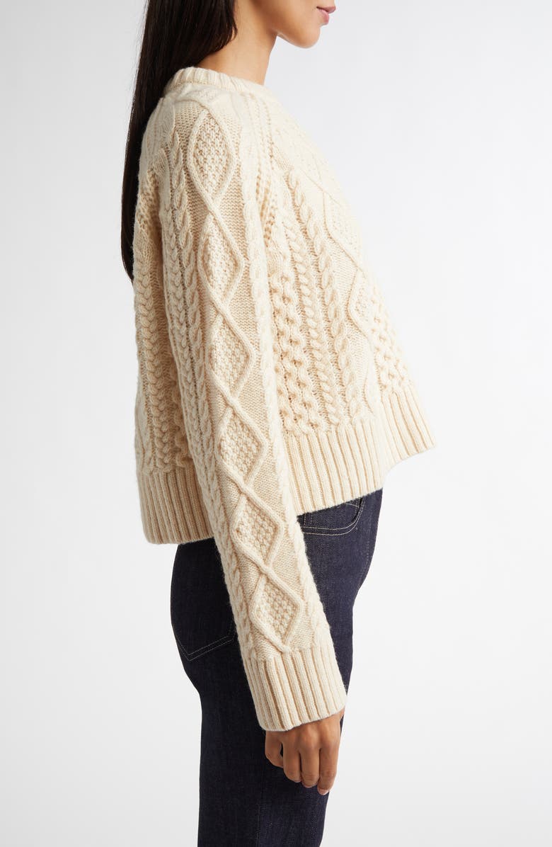 Pendleton Crop Wool Fisherman Sweater, Alternate, color, 