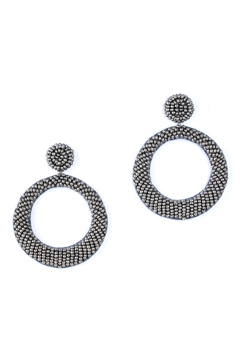 Asta Beaded Drop Earrings, Main, color, GUNMETAL