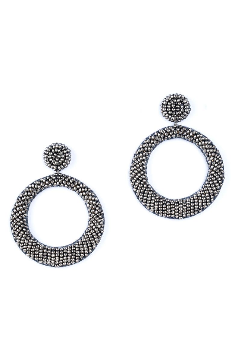 Deepa Gurnani Asta Beaded Drop Earrings, Main, color, Gunmetal