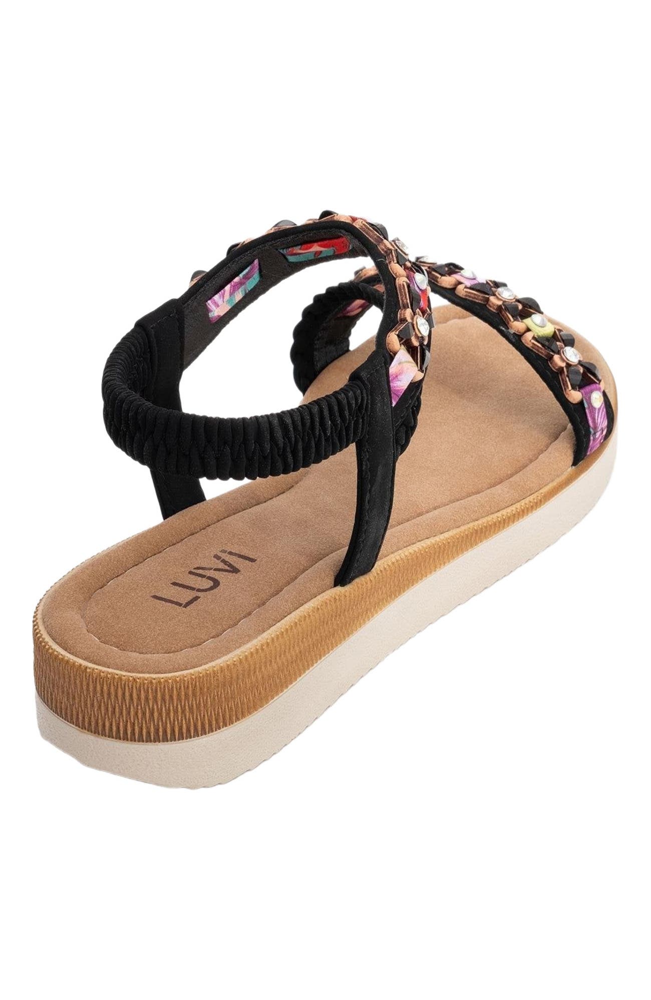 Prologue Shoes YUAN Braided Strap Sandal, Alternate, color, Black Faux Leather