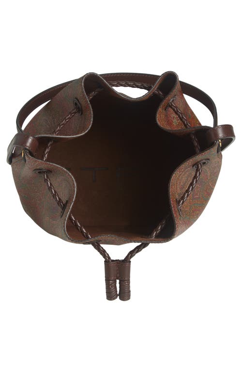 Shop Etro Small Arnica Coated Canvas Bucket Bag In Brown