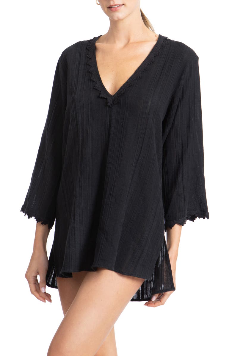 Robin Piccone Jo Lace Trim Cover-Up Tunic, Alternate, color,