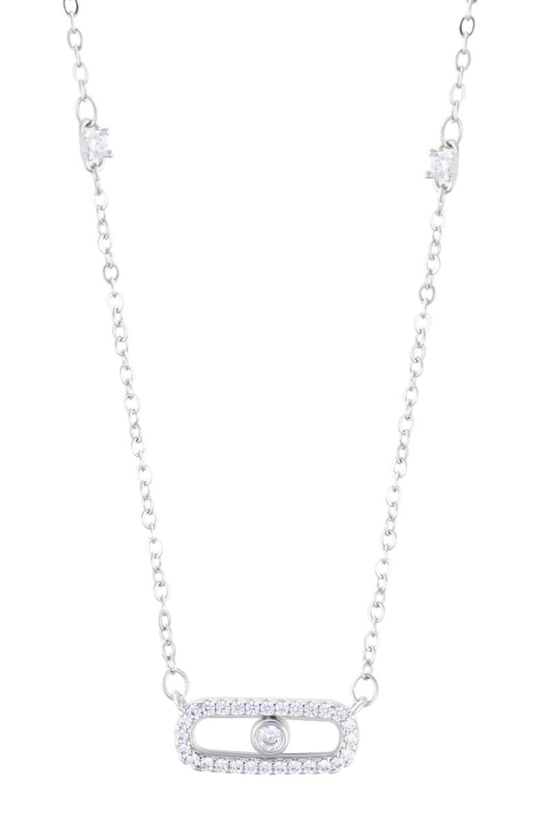 Adornia Pavé Cubic Zirconia Pendant Necklace, Main, color, Silver