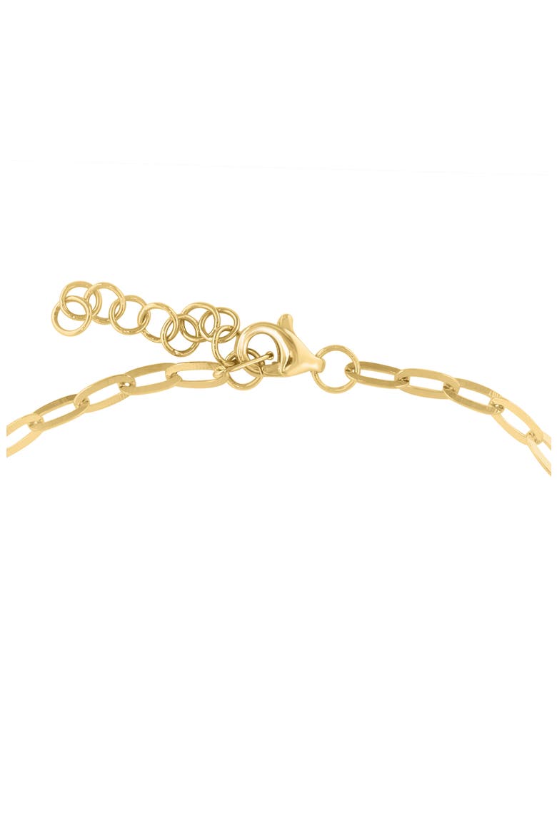 18k Gold Plated Sterling Silver Turquoise & Diamond Evil Eye Paperclip Chain Bracelet, Alternate, color, BLUE