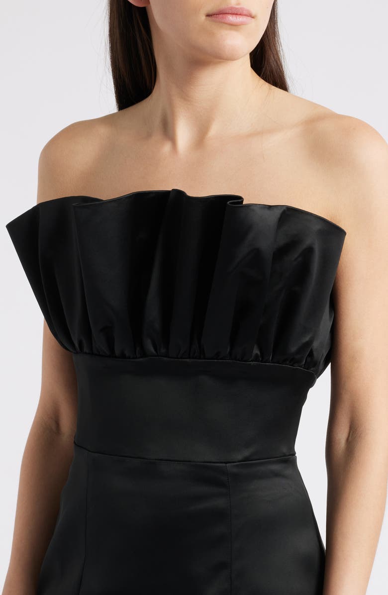 SAU LEE Noah Strapless Satin Gown, Alternate, color, Black