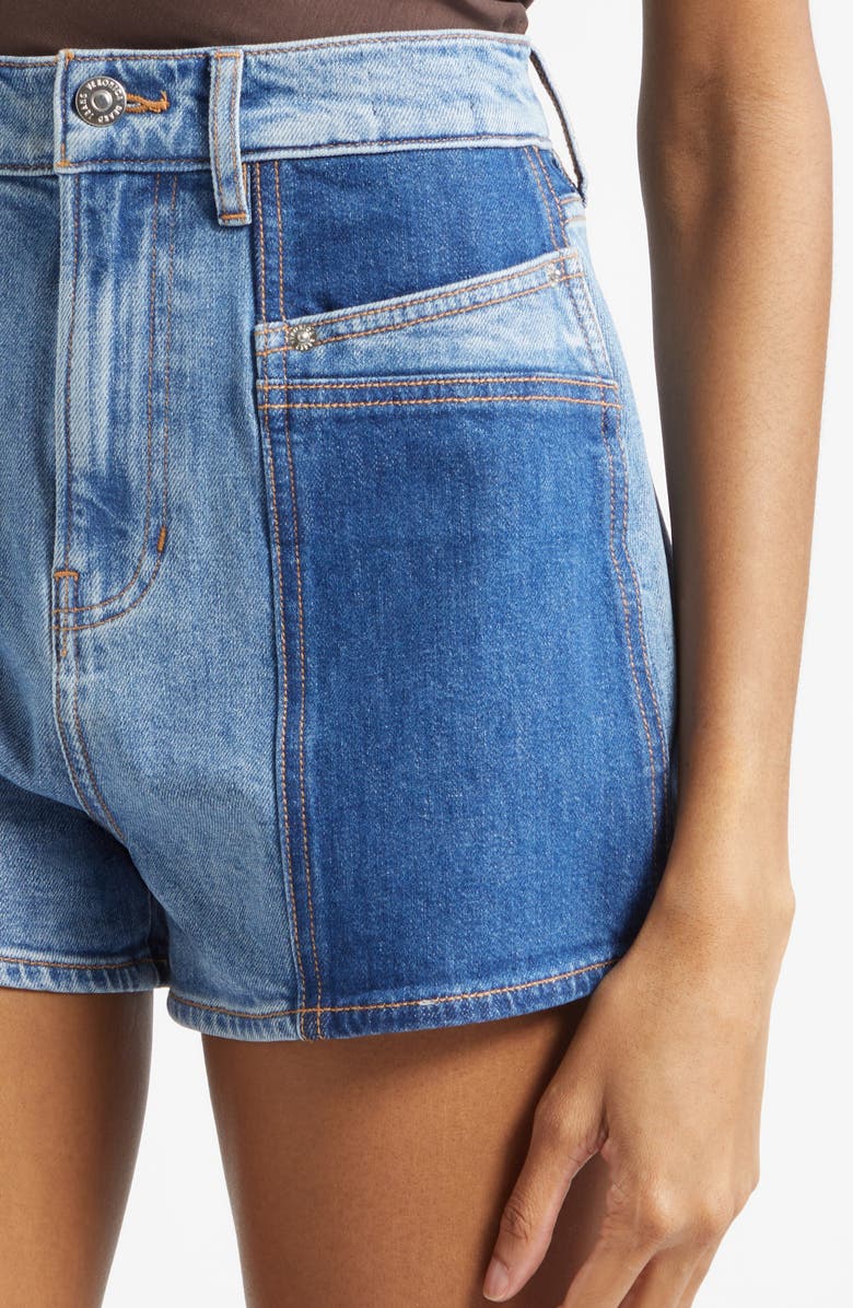 Veronica Beard Elijah Colorblock Denim Shorts, Alternate, color, Rebel Blue Colorblock