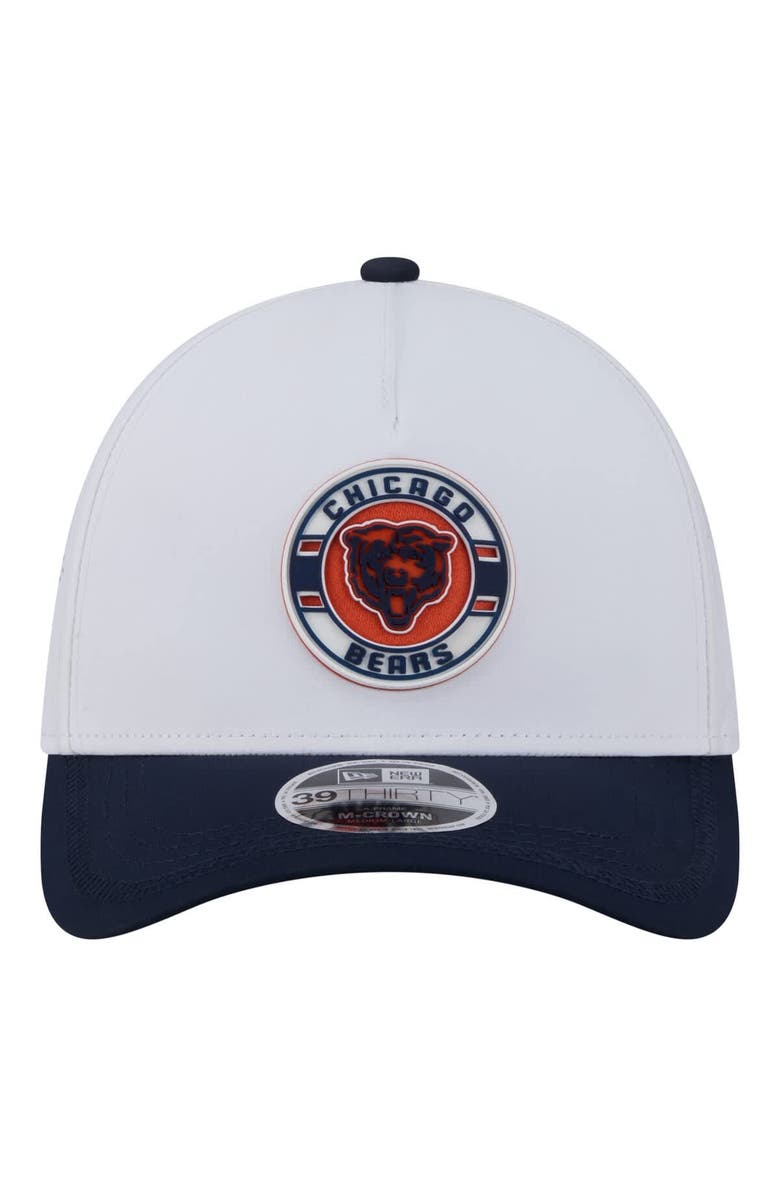 New Era Men's New Era White/Navy Chicago Bears Patch 39THIRTY A-Frame M-Crown Perforated Flex Hat, Alternate, color, White