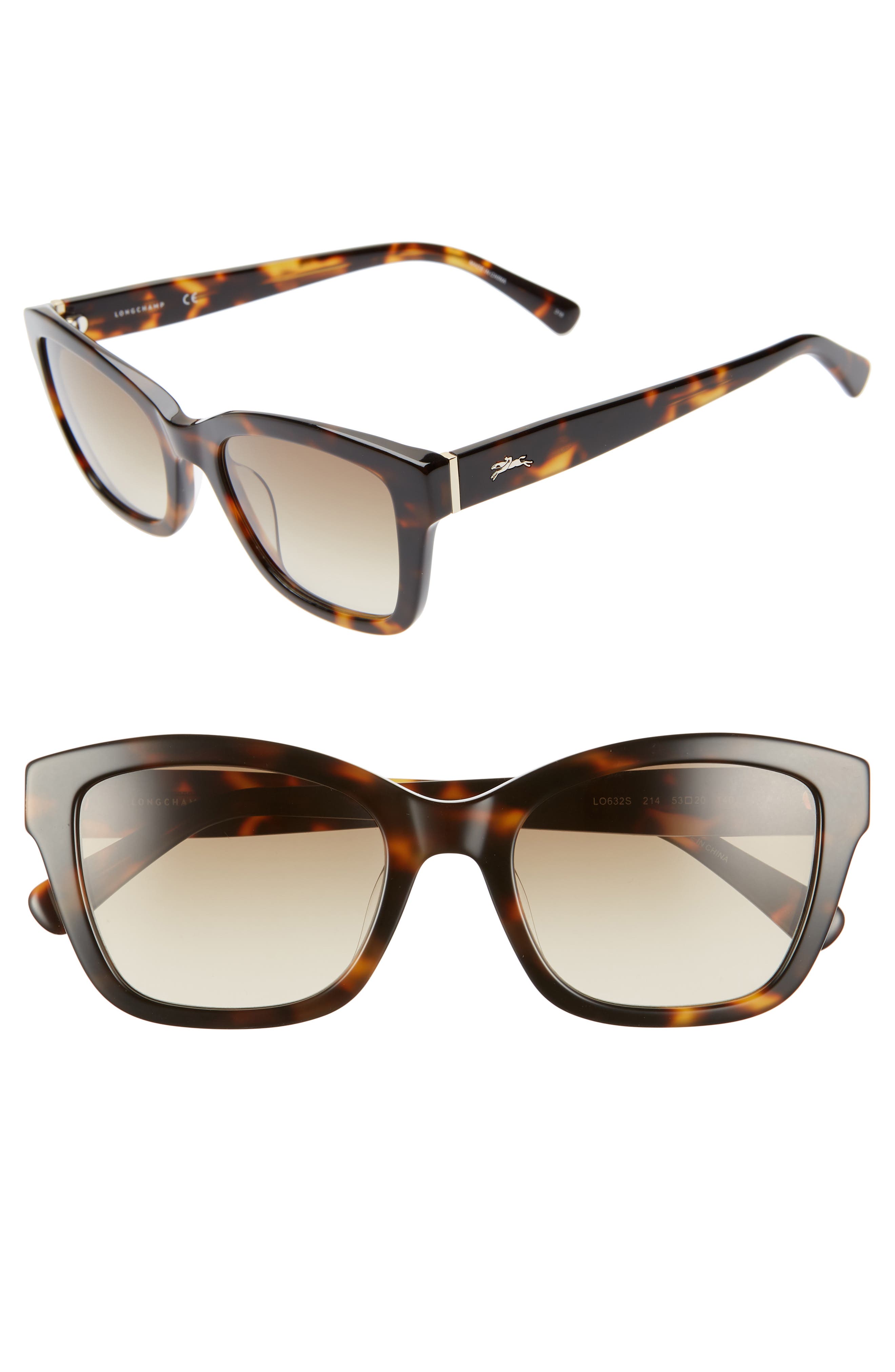 Longchamp Brown Tortoiseshell Gradient Square Sunglasses Longchamp Glasses Classic Brown & Blue Tortoise Shell Design main image 3