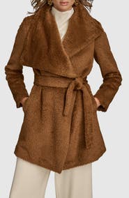 Donna Karan New York Faux Fur Wrap Coat