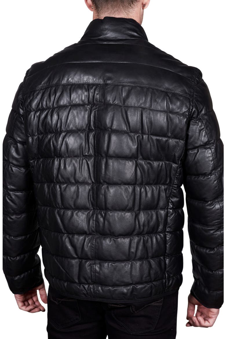 Reversible Leather Puffer Jacket, Alternate, color, BLACK/ RED