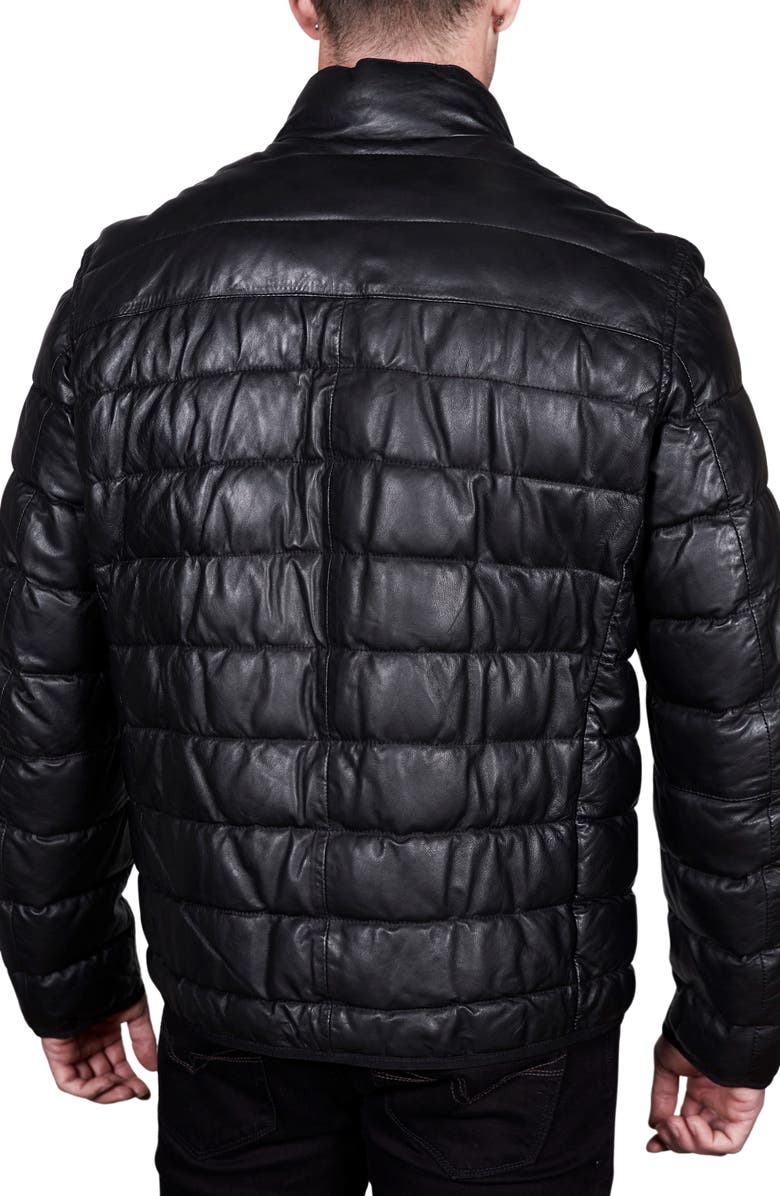 Missani Le Collezioni Reversible Leather Puffer Jacket, Alternate, color, Black/ Red