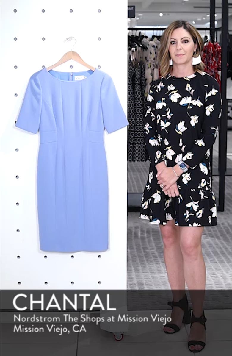 Bateau Neck Crepe Sheath Dress, sales video thumbnail