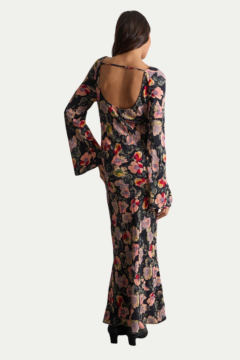 Floral Bias Cut Scoop Back Midaxi Dress, Alternate, color, Floral