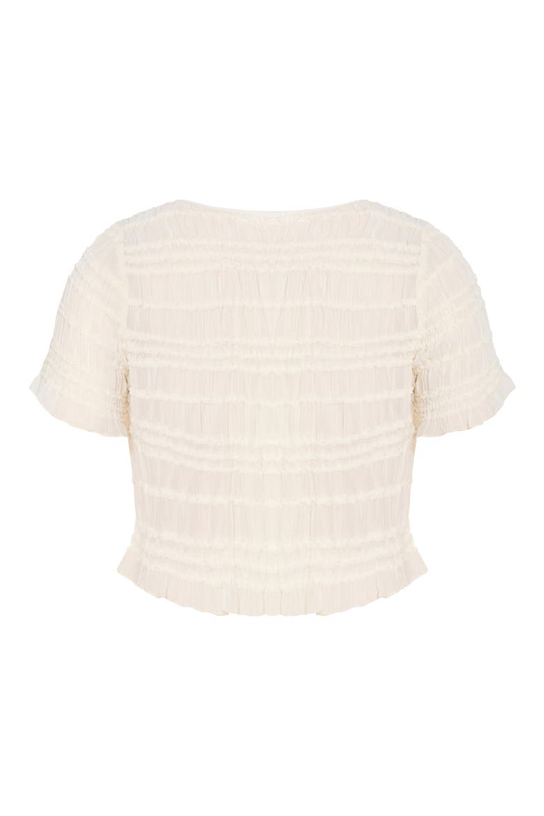 Emelia Shirred Tie Front Top, Alternate, color, CREME