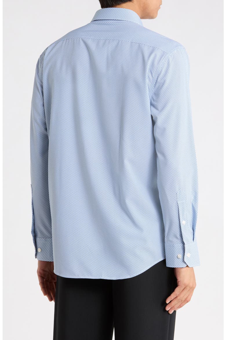 Geometric Double Dot Print Trim Fit Dress Shirt, Alternate, color, MEDIUM BLUE