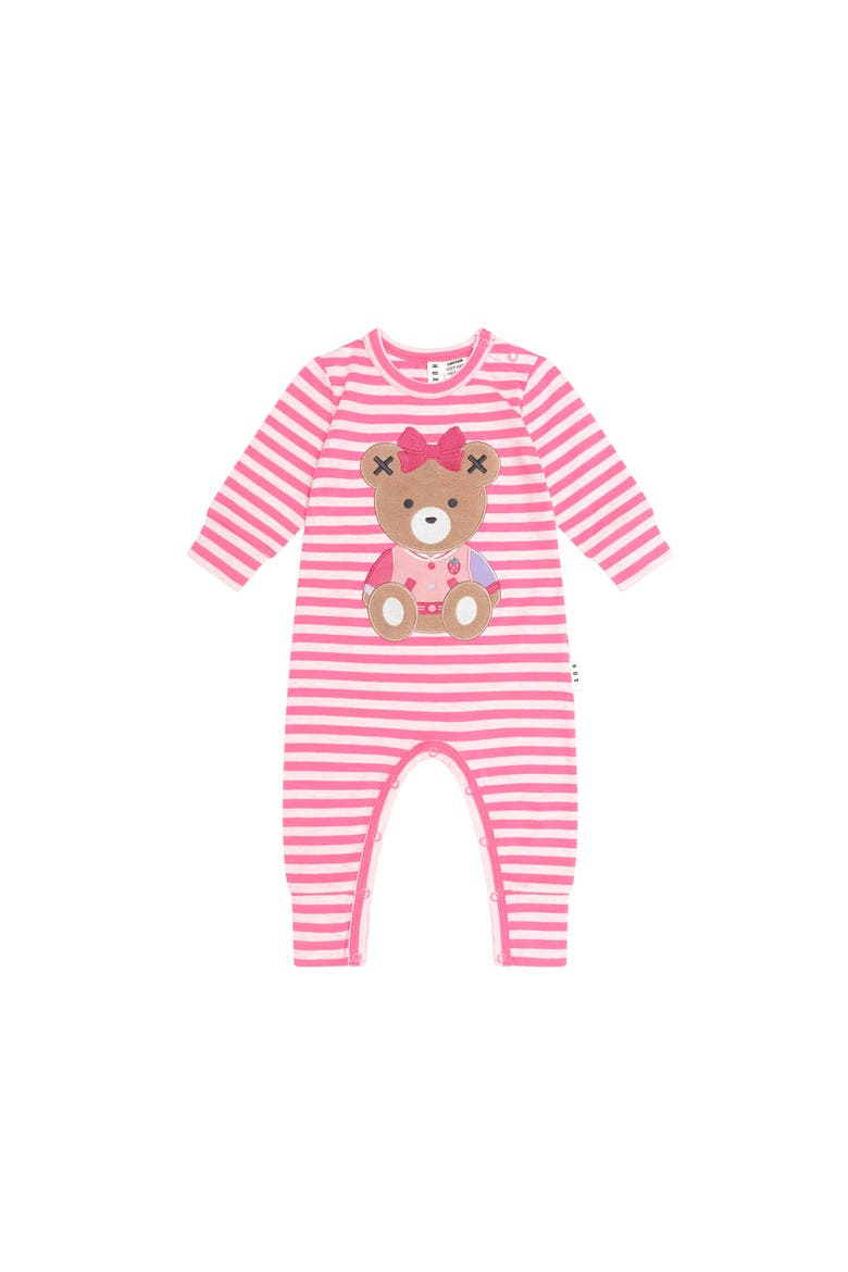 Berry Stripe Sitting Huxette Romper, Main, color, Dusty Berry/ Pink Marle
