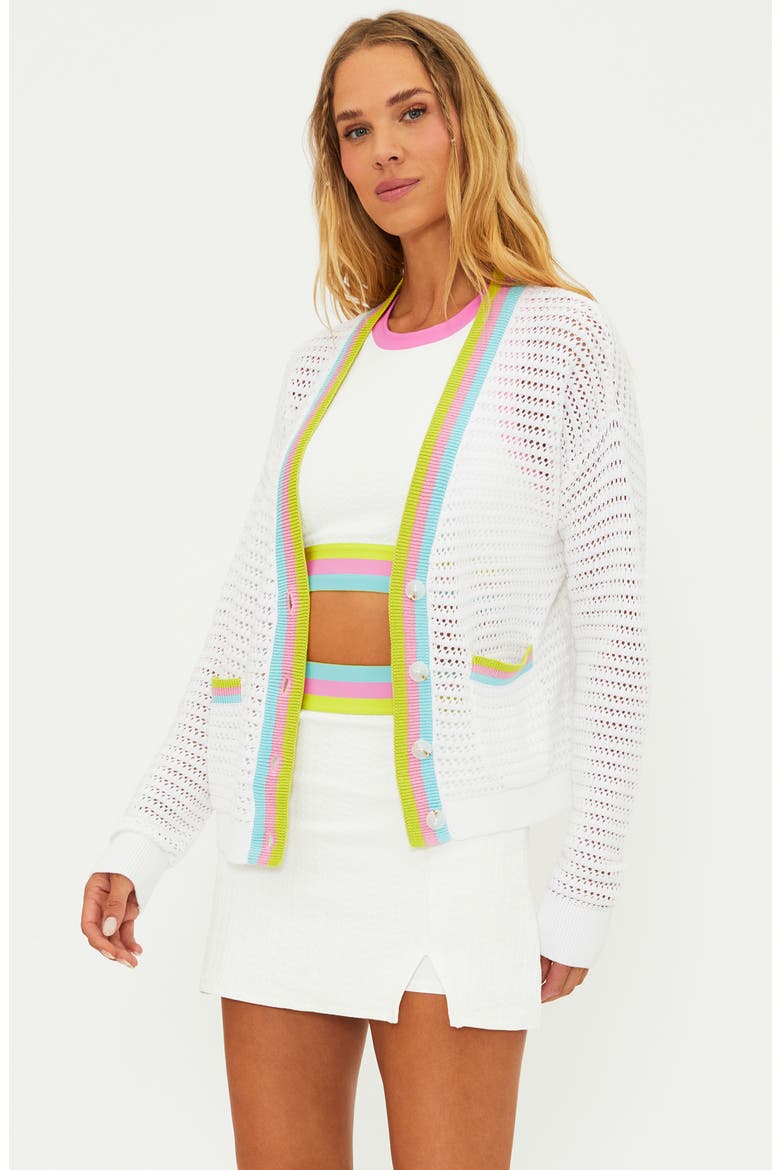 Gene Open Stitch Cotton Cardigan, Alternate, color, ROSE BLUSH