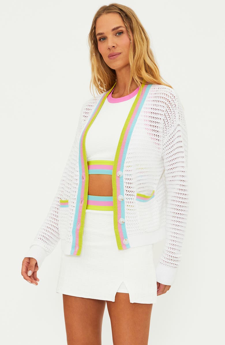 Beach Riot Gene Open Stitch Cotton Cardigan, Alternate, color, Rose Blush