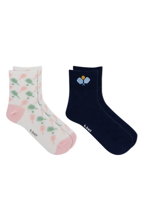 Assorted 2-Pack Pickleball Quarter Socks