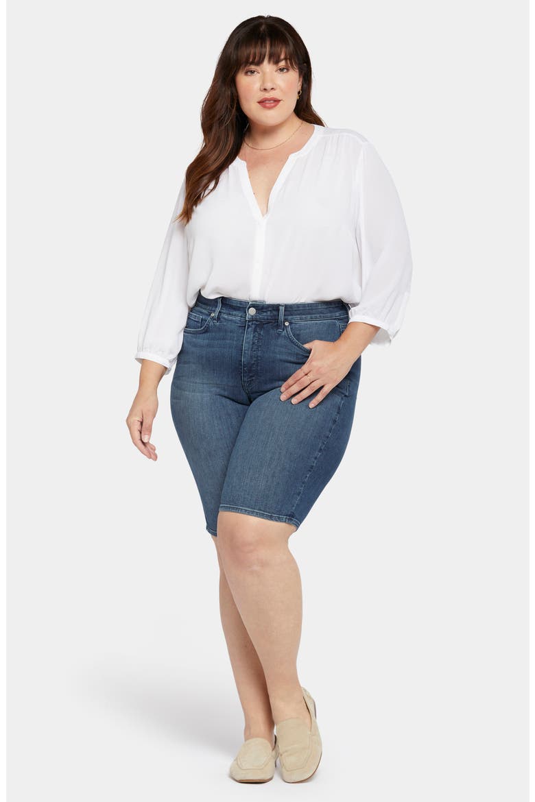 Briella Roll Cuff Denim Bermuda Shorts, Alternate, color, LANDSLIDE