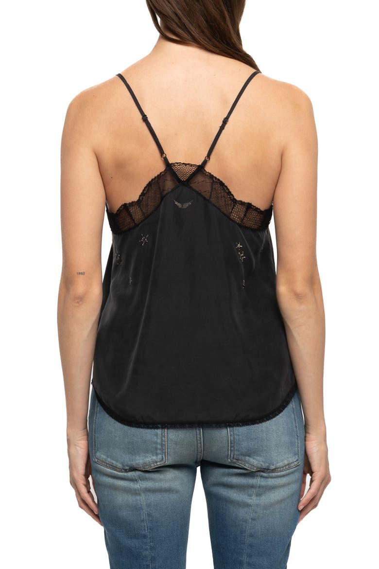 Christy Silk Strass Paisley Camisole, Alternate, color, BLACK