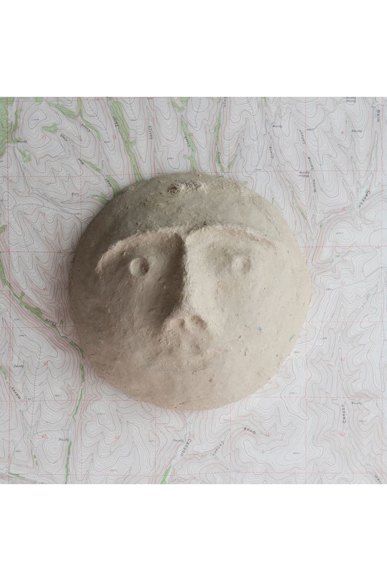 Paper Mache Moon with Face Wall Decor, Ivory, Alternate, color, Ivory
