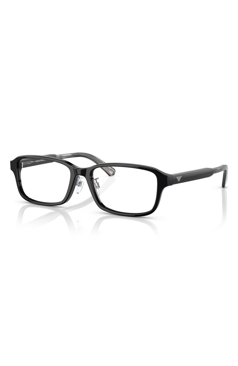 Emporio Armani 56mm Pillow Optical Glasses, Alternate, color, Black / Demo Lens
