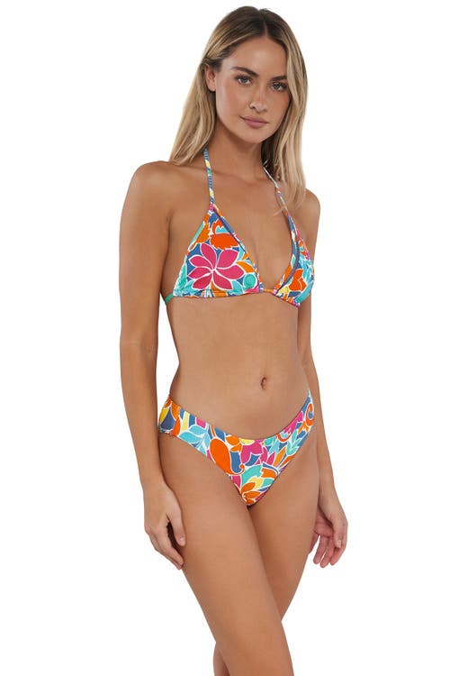 Sunsets Laney Triangle Bikini Swimsuit Top In Festive Floral Sandbar Rib