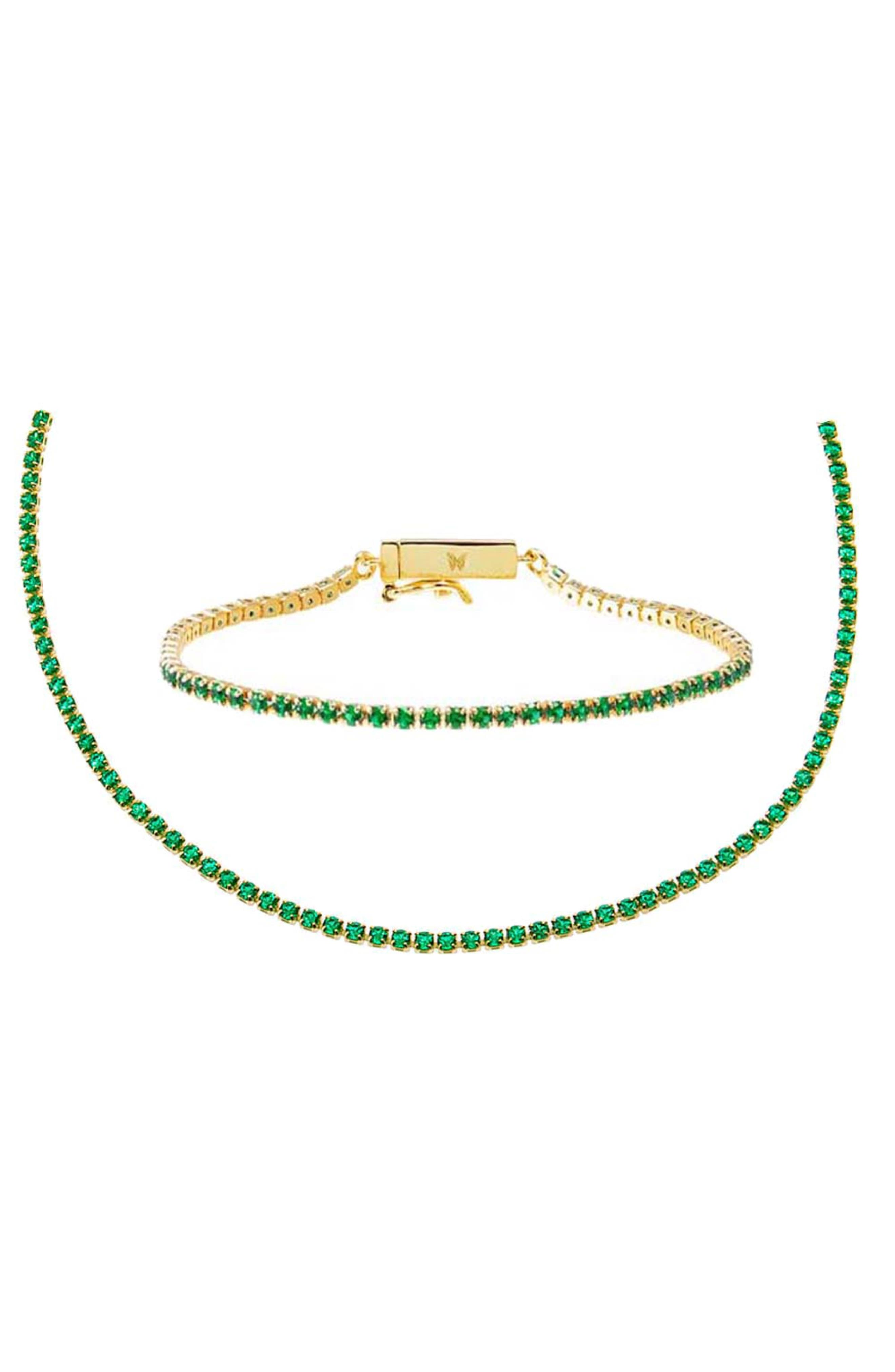 BY ADINA EDEN Cubic Zirconia Tennis Choker Necklace & Bracelet Set