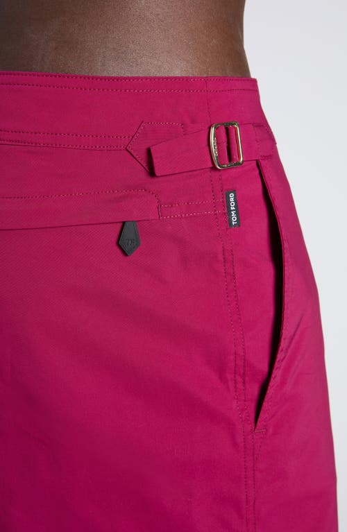 Tom Ford Compact Poplin Swim Trunks In Dp540 Fuschia