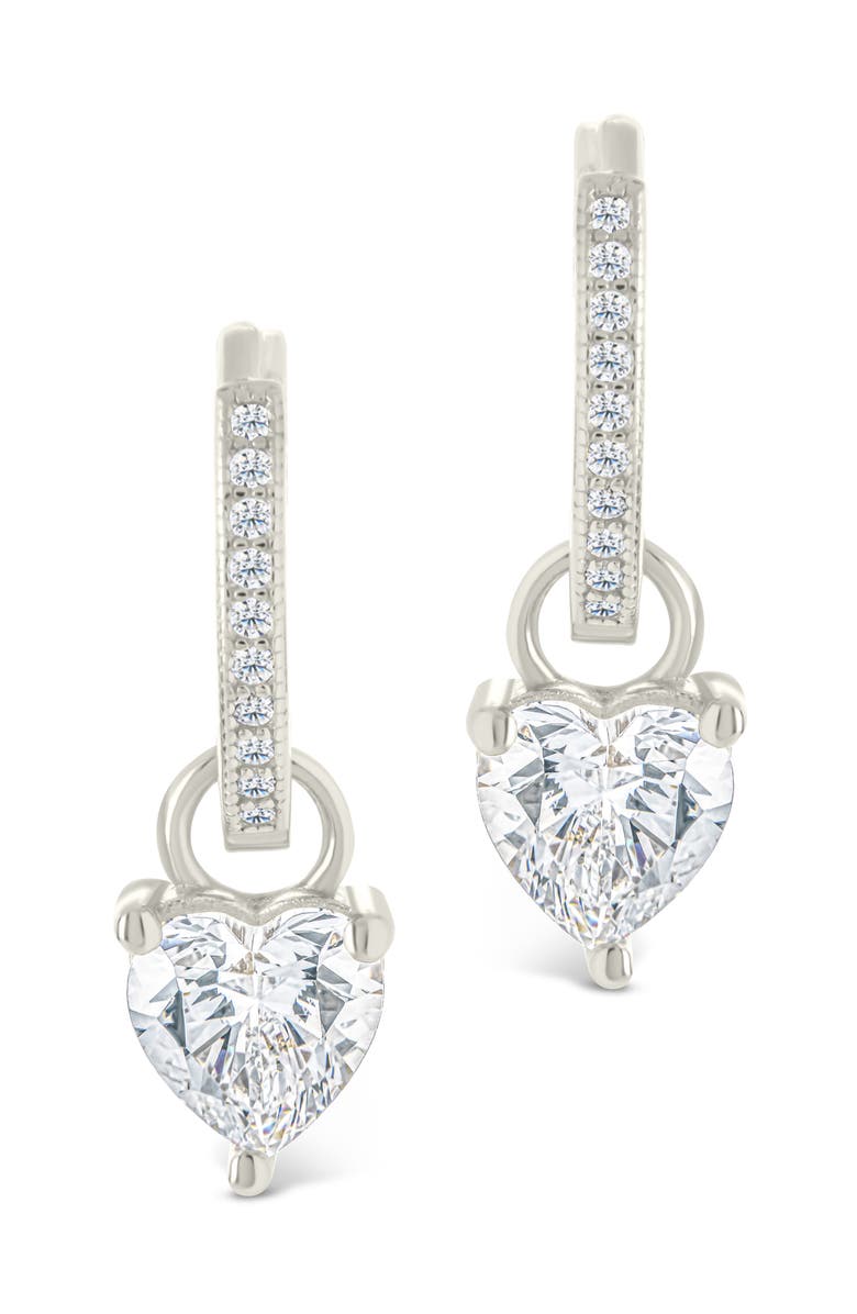 Sterling Forever Eugenia Heart Drop Huggie Hoop Earrings, Alternate, color, Silver