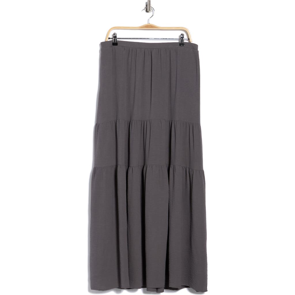 Bobeau Pocket Tiered Maxi Skirt In Gray