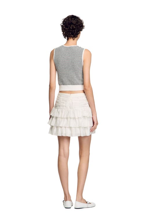 Sandro Short Ruffled Skirt In White