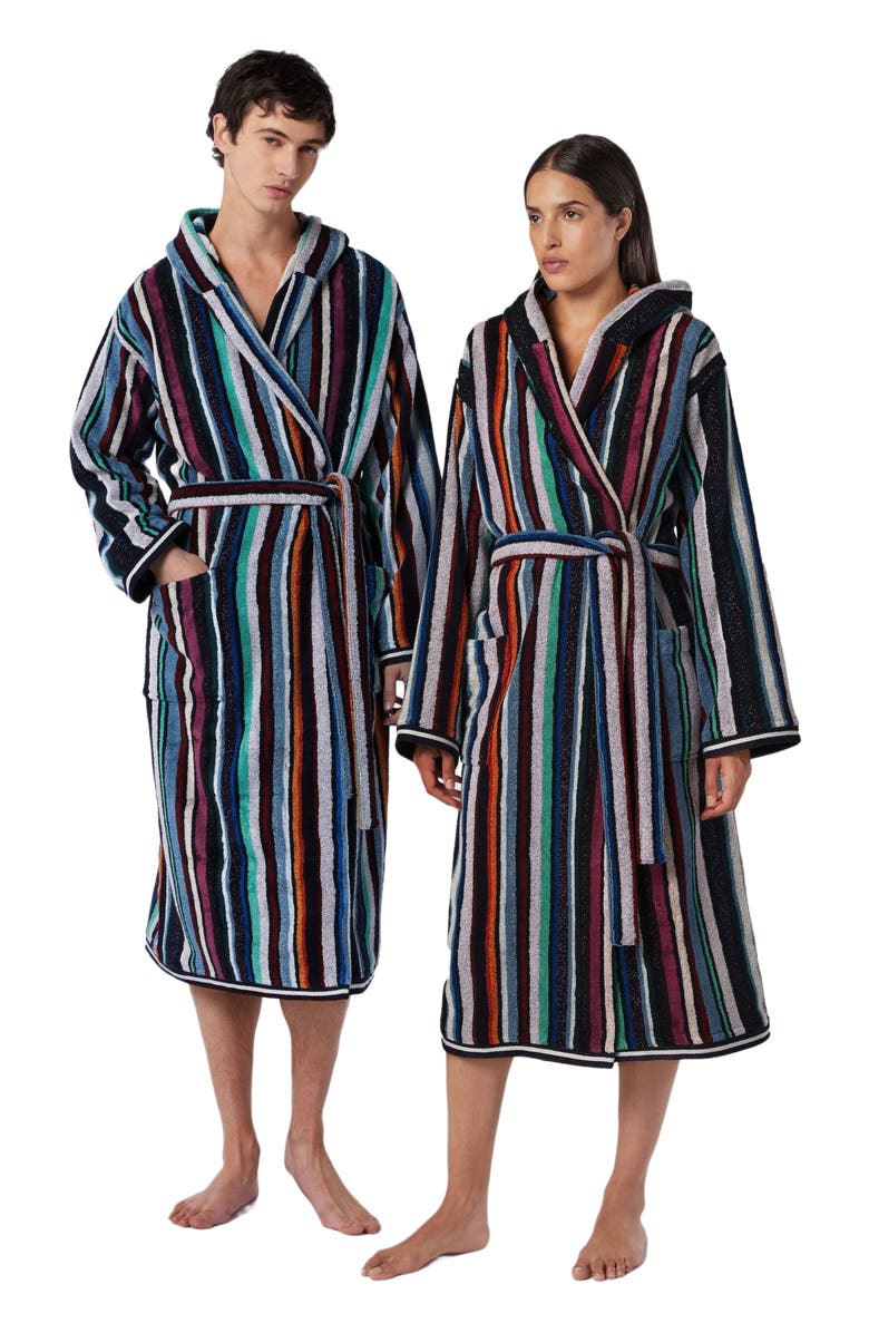 Missoni Home Chandler Cotton Terry Bathrobe With Lurex, Alternate, color, Blue