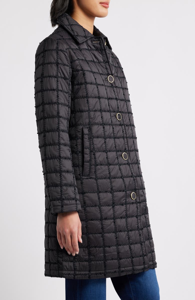 CeCe Boucle Quilted Longline Jacket, Alternate, color, Black
