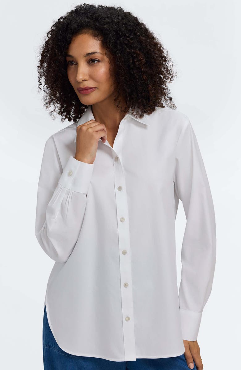 Foxcroft Meghan Solid Cotton Button-Up Shirt, Alternate, color, White